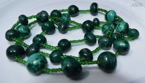 Antique Malachite Bead Necklace