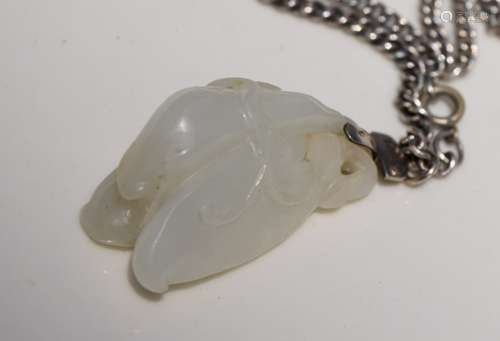 Antique Chinese Nephrite Jade Flower Pendant