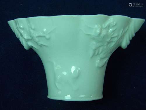 PAIR OF ANTIQUE WHITE GLAZED CUP KANGXI PERIOD