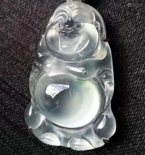 Natural Glassy Jadeite Buddha Pendant