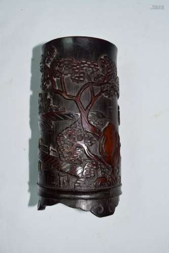 Antique Chinese Carved Bamboo Brush Holder