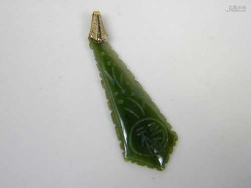 Vintage Chinese Green Nephrite Jade Lucky Pendant