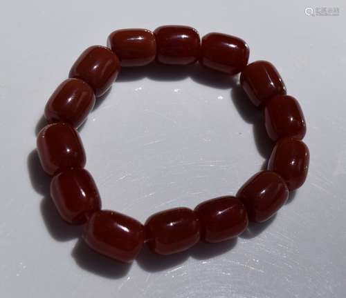 Vintage Red Agate Bead Bracelet