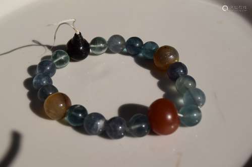 Antique Chinese Blue Bead Bracelet