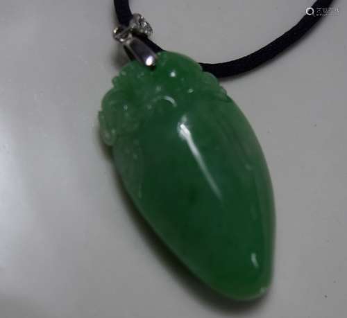 Natural Green Jadeite Pendant Monkey and Peach