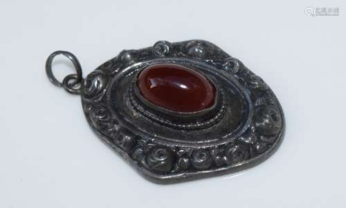 Antique Sterling Carnelian Pendant