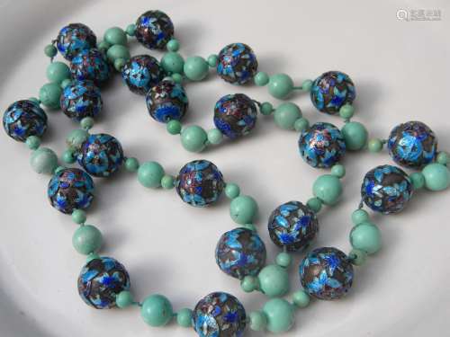 Vintage Silver Turquoise Bead Necklace