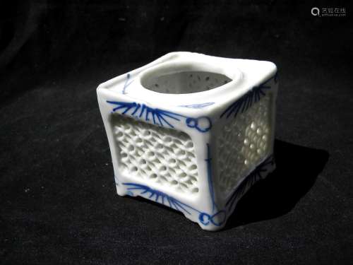 Antique Chinese Blue and White Porcelain Holder