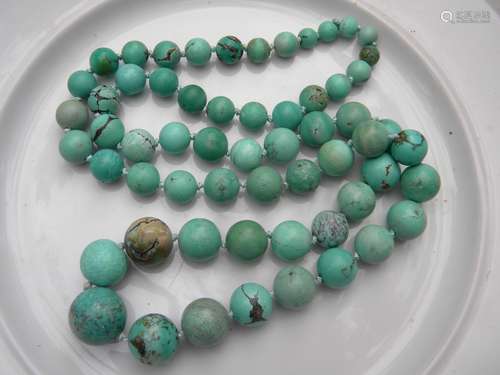 Antique Chinese Old Mine Turquoise Necklace