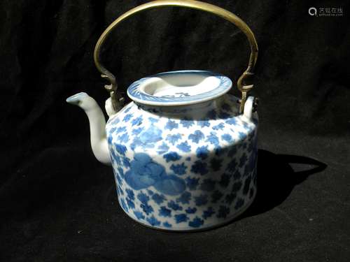 Antique Chinese Blue and White Teapot Qing Dynasty