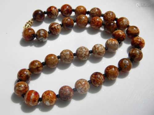 Vintage Fire Agate Bead Necklace