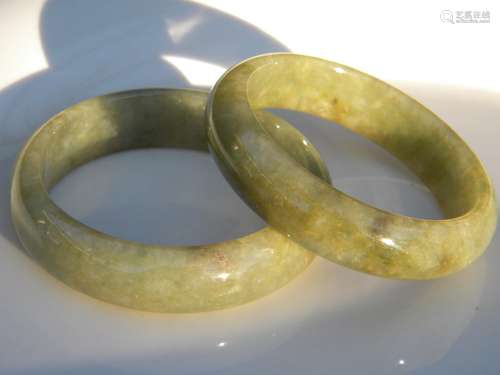 Pair of Natural Jadeite Bangle Bracelets