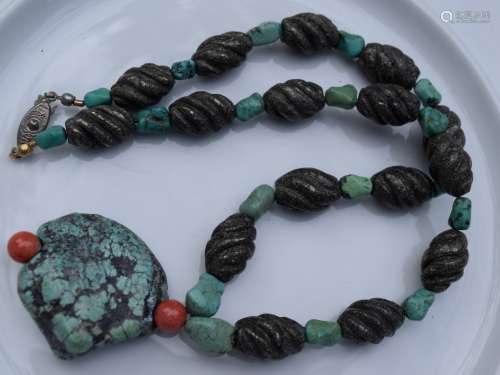 Antique Turquoise Necklace and Pendant