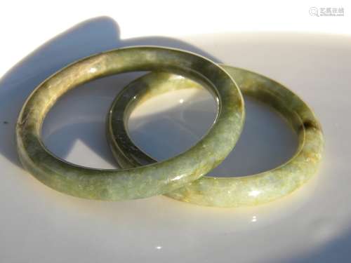 Pair of Natural Jadeite Bangle