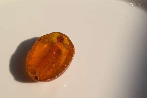 Antique Chinese Amber Insect inside 14K Gold Bale