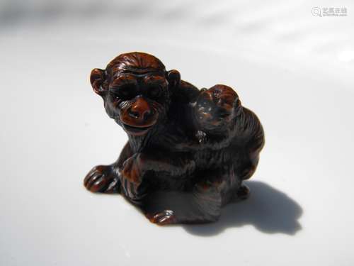 Antique Carved Monkey Statue