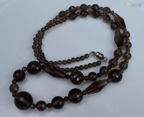 Vintage Smoke Crystal Bead Necklace