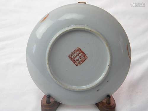 CHINESE ANTIQUE FAMMILE ROSE PLATE QING