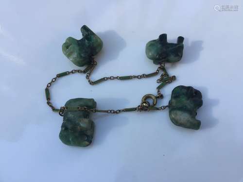 Antique Chinese Jadeite Elephant Bracelet