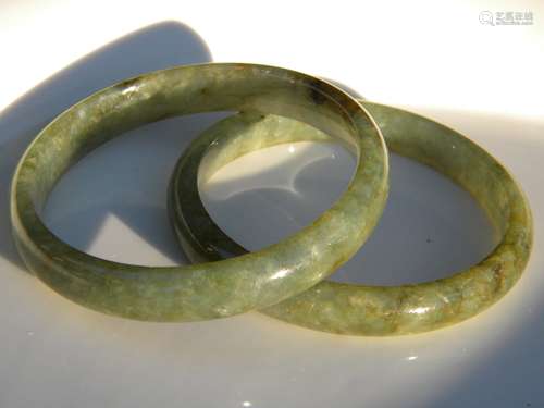 Pair of Natural Jadeite Bangle Bracelets