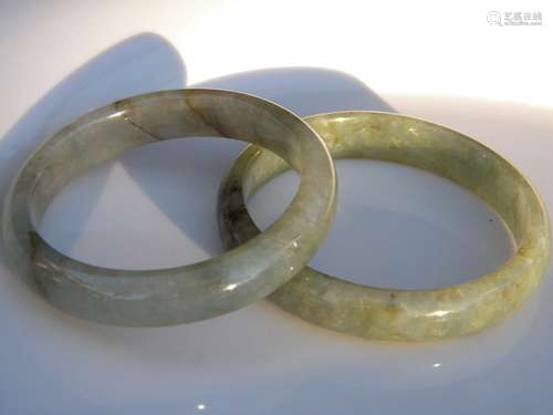 Pair of Natural Jadeite Bangle Bracelets