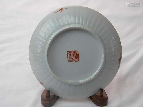 CHINESE ANTIQUE FAMMILE ROSE FLOWER PLATE QING