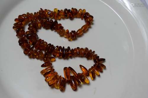 Antique Amber Necklace, length 22