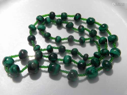 Vintage Malachite Bead Necklace