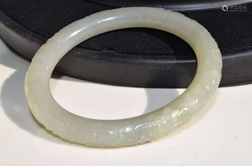 Antique Chinese Longevity Nephrite Jade Bracelet