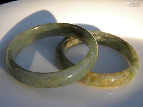 Pair of Natural Jadeite Bangle Bracelets