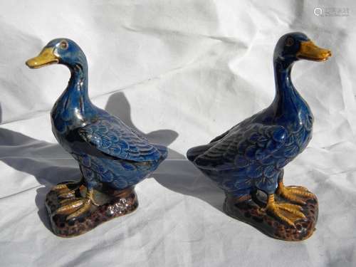 Pair of Antique Porcelain Ducks Marked China