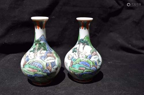 Pair of Antique Chinese Vases Marked Kangxi