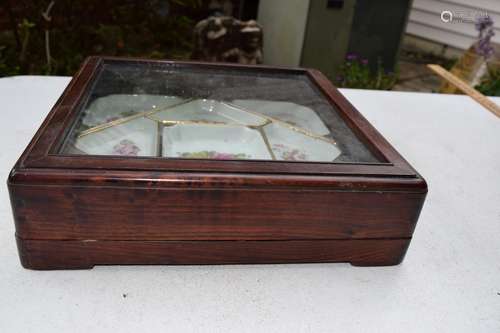 Antique Chinese Huang Hua Li Box of Dishes