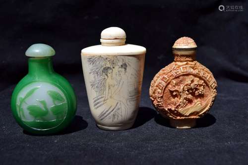 Three Chinese Snuff Bottles