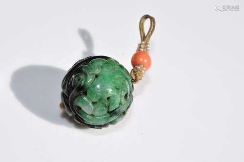 Antique Chinese Imperial Carved Jadeite Pendant