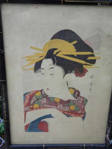 Japanese Print of a Beauty Framed