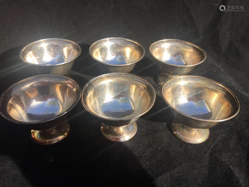 Set of six Sterling Silver Wine Cups