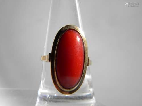 9K Gold Red Coral Ring