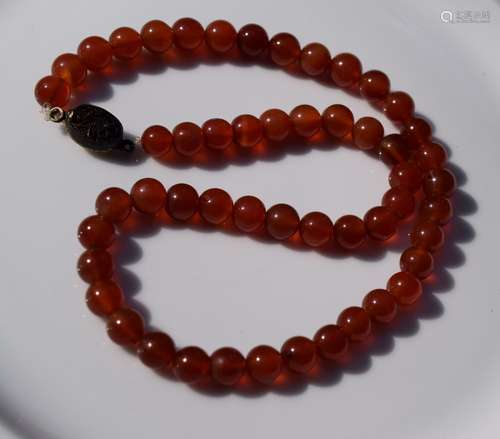 Antique Chinese Carnelian Bead Necklace