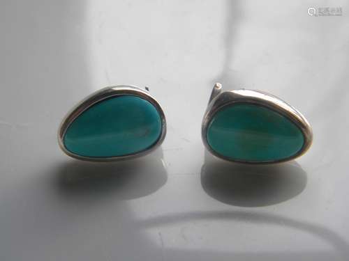 Pair of Silver Turquoise Earrings