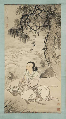 SCROLL PAINTING ON PAPER Early 20th C. By Chen Shao Mei