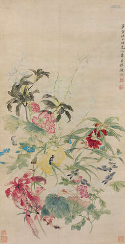 沈荣（1794～1856） 山水 立轴 绢本设色