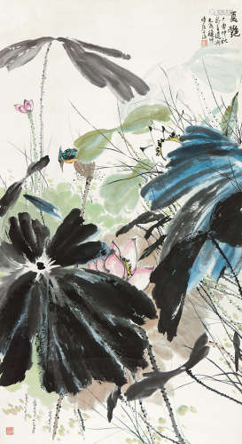 陈秋草（1906～1988） 夏艳 立轴 纸本设色