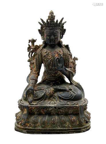 明代 銅觀音造像 BRONZE SEATED GUANYIN; MING DYNASTY