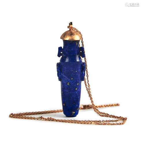 青金石掛墜 CARVED LAPIS LAZULI 14k GOLD NECKLACE