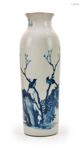 青花花鳥象腿瓶 BLUE AND WHITE SLEEVE VASE