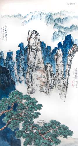 馮建吳 石林山水畫 FOREST OF MOUNTAINS PAINTING BY FENG JIANWU