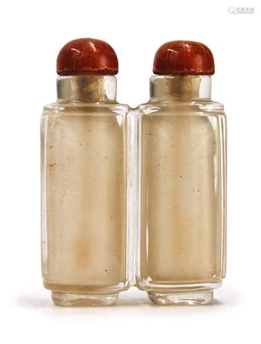 玻璃胎雙聯鼻煙壺 TWIN RECTANGULAR GLASS SNUFF BOTTLES