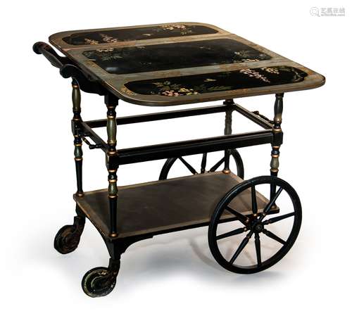 19世紀 漆器側桌 ROLLING SERVICE LACQUER CART