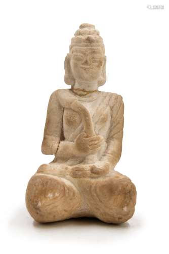15世紀 印度石造像 SEATED STONE BUDDHA; 15TH CENTURY